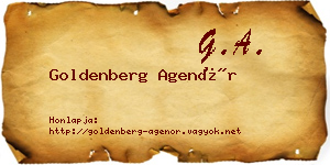 Goldenberg Agenór névjegykártya